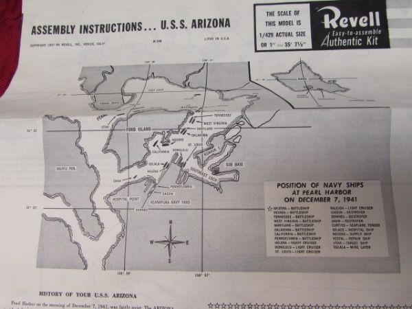 1960's  REVELL MODEL KIT, BATTLESHIP U.S.S. ARIZONA