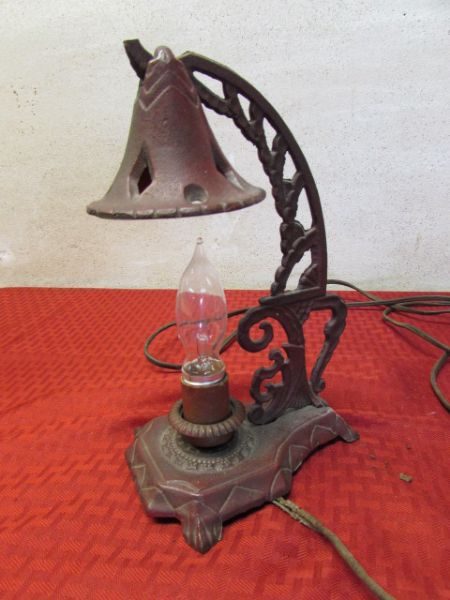 ANTIQUE CAST IRON LAMP
