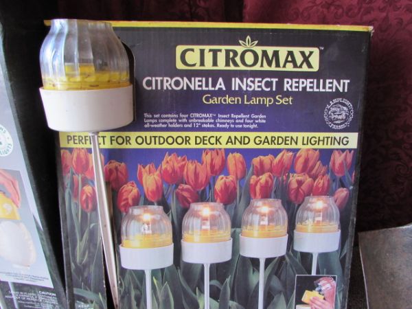 CITROMAX GARDEN LIGHTS, BONAIRE WASH N RINSE SPRAY GUN, SHOVEL AND MORE