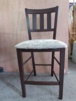 VERY NICE TALL WOOD CHAIR WITH UPHOLSTERED SEAT