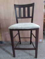 MATCHING TALL WOOD CHAIR WITH UPHOLSTERED SEAT