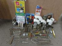 TREASURE HUNT TOOL LOT!  END WRENCHES, POWER CONVERTER, 3" PVC ELBOWS & MORE