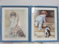 TWO ADORABLE FRAMED ART PRINTS BY BESSIE PEASE GUTMANN - LITTLE GIRL  & BABY BOY