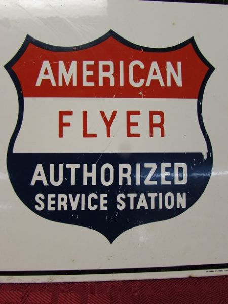 VINTAGE AMERICAN FLYER TRAINS PORCELAIN SIGN