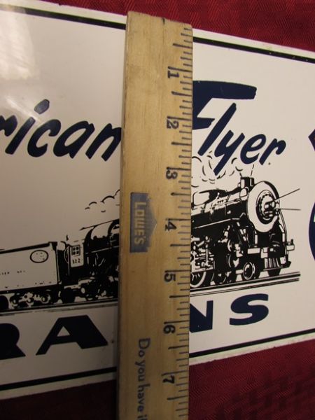 VINTAGE AMERICAN FLYER TRAINS PORCELAIN SIGN