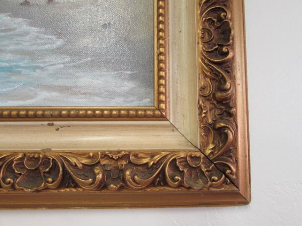 ORIGINAL  PAINTING BY JOHN SHERIDAN WITH AN ORNATE GOLD GILT FRAME 