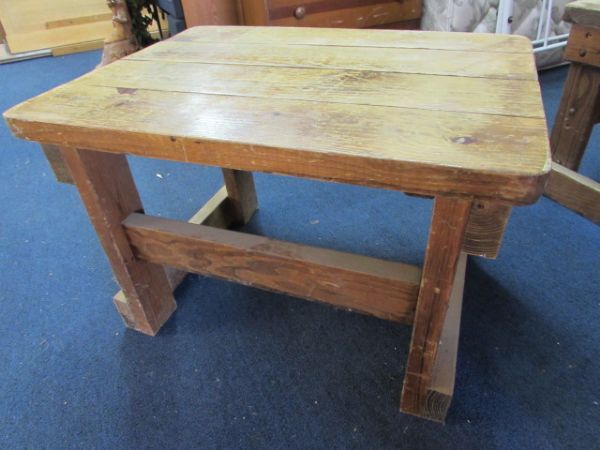 RUSTIC HEAVY DUTY ALL WOOD SIDE TABLE