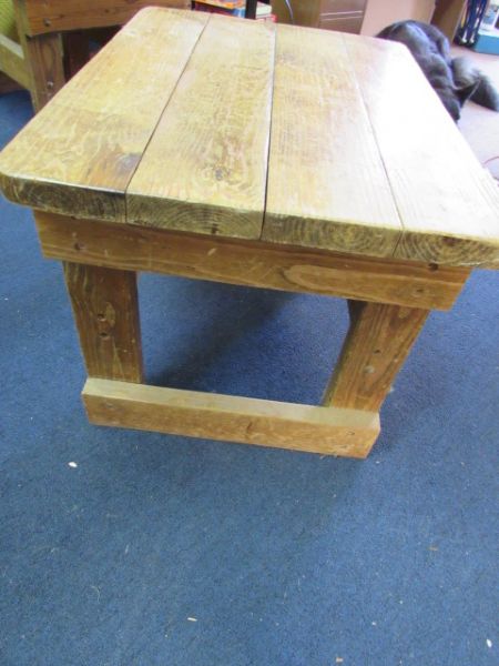 RUSTIC HEAVY DUTY ALL WOOD SIDE TABLE