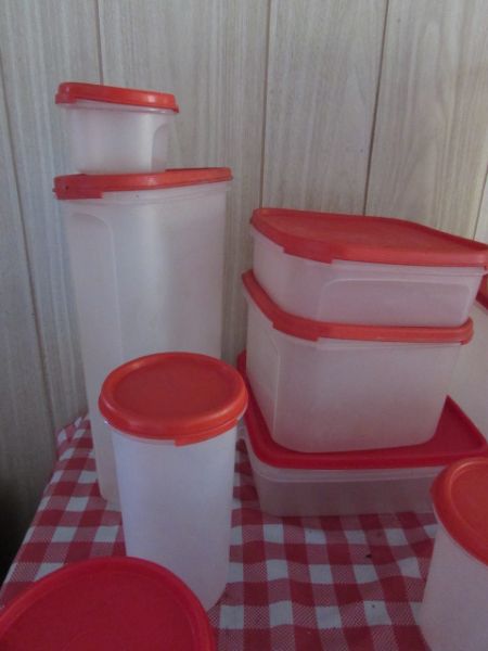 LARGE COLLECTION OF MATCHING TUPPERWARE STORAGE CONTAINERS