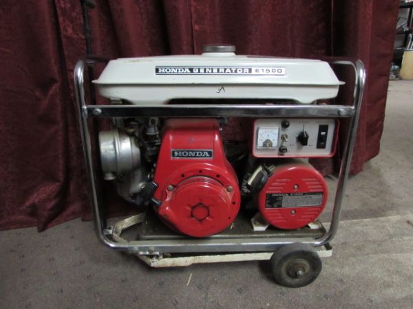 HONDA E 1500 GENERATOR WITH DOLLY- SEE IT RUN ON THE AUCTION'S FACEBOOK PAGE!