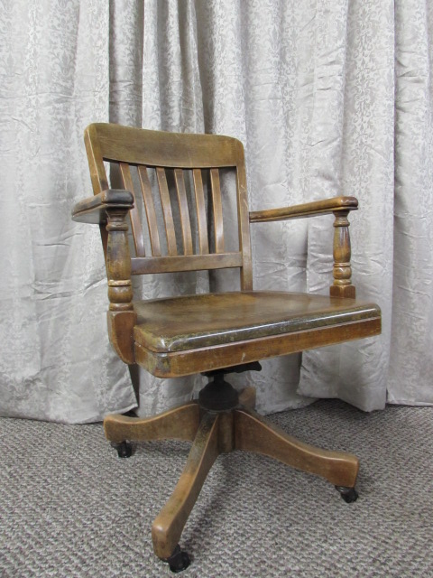 Lot Detail Antique Wooden Office Chair By B L Marble Chair Co