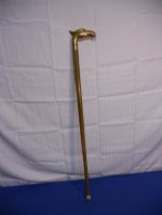 VINTAGE BRASS & WOOD CANE 