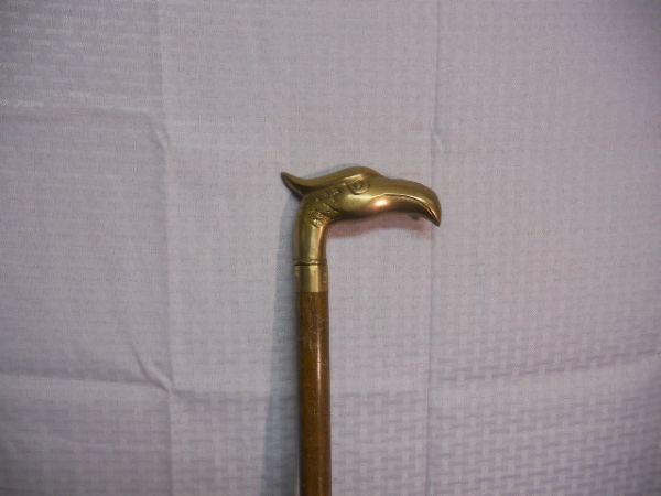 VINTAGE BRASS & WOOD CANE 