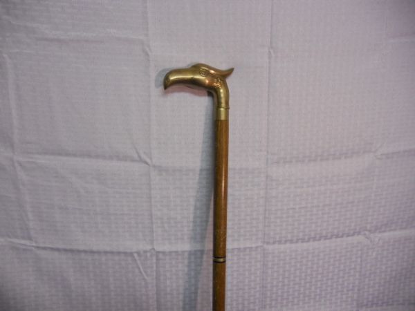 VINTAGE BRASS & WOOD CANE 