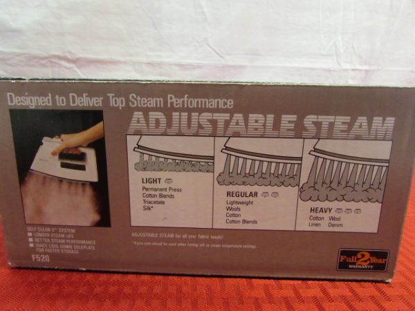 NEW IN BOX BLACK & DECKER ADVANCED SYSTEM SELF CLEAN II IRON & 22 TABLETOP IRONING BOARD 