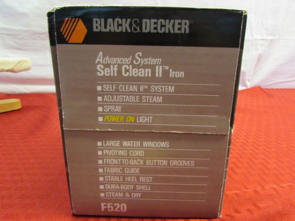 NEW IN BOX BLACK & DECKER ADVANCED SYSTEM SELF CLEAN II IRON & 22 TABLETOP IRONING BOARD 