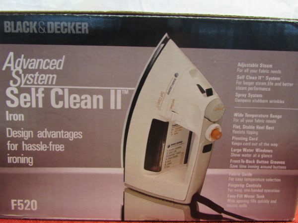 NEW IN BOX BLACK & DECKER ADVANCED SYSTEM SELF CLEAN II IRON & 22 TABLETOP IRONING BOARD 