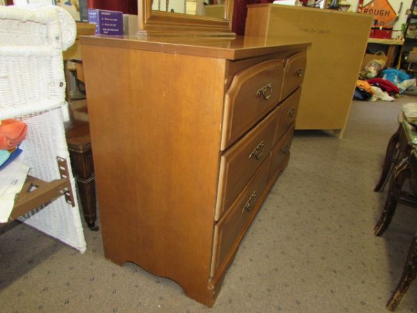 MATCHING LADIES DRESSER WITH ATTACHED MIRROR 