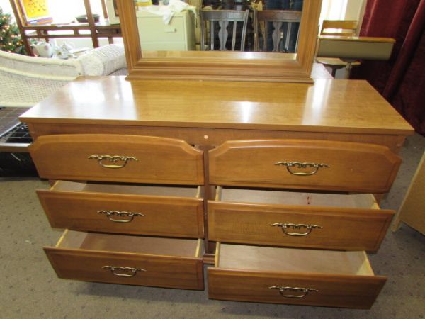 MATCHING LADIES DRESSER WITH ATTACHED MIRROR 