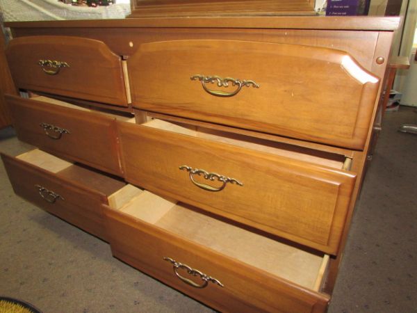 MATCHING LADIES DRESSER WITH ATTACHED MIRROR 