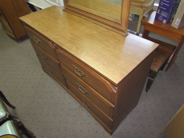 MATCHING LADIES DRESSER WITH ATTACHED MIRROR 