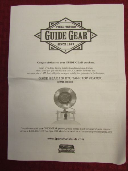 BRAND NEW GUIDE GEAR 15K BTU TANK TOP HEATER