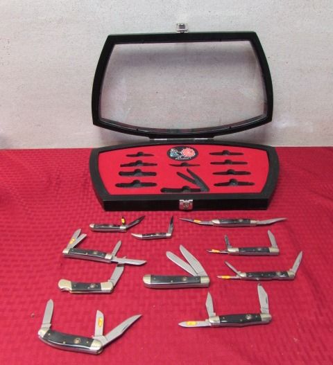 STEEL WARRIOR KNIFE DISPLAY CASE WITH  10 KNIVES
