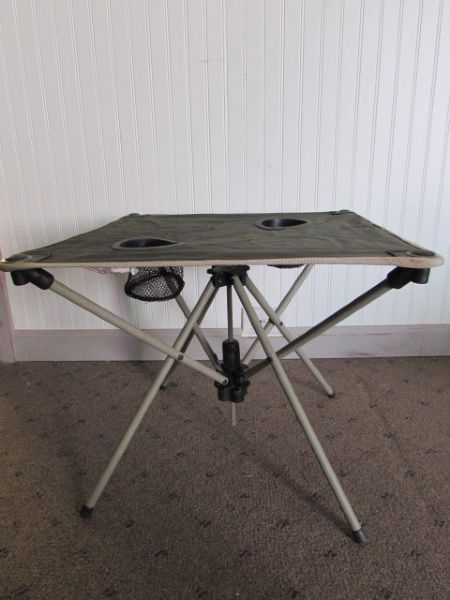 FOLDING HUNTING STOOL FOLDING CHAIR AND SMALL FOLDING CAMP TABLE