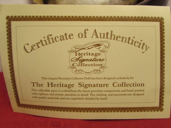 NIB PORCELAIN DOLL FROM THE HERITAGE SIGNATURE COLLECTION