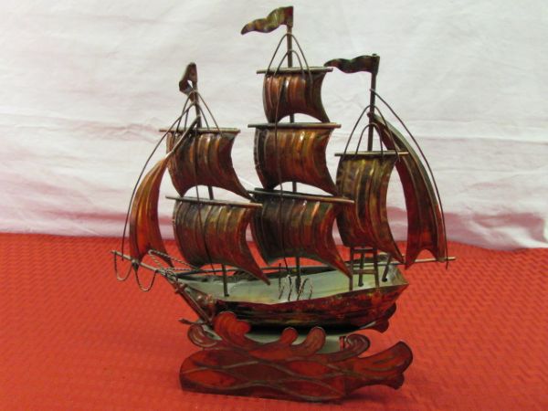 COPPER CLIPPER SHIP MUSIC BOX,  IRONWOOD  MARLIN STATUE & MORE