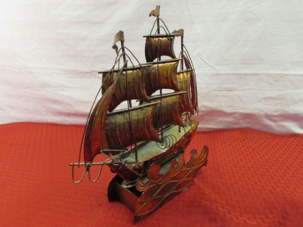 COPPER CLIPPER SHIP MUSIC BOX,  IRONWOOD  MARLIN STATUE & MORE