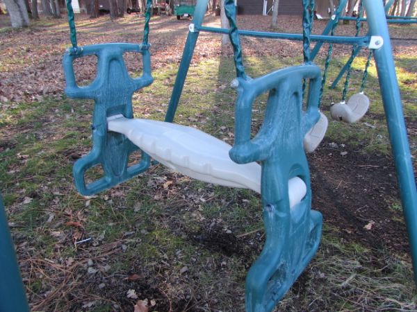 CHILD'S SWING SET WITH SLIDE, GLIDER, WHIRLY-TWIRL & MORE!