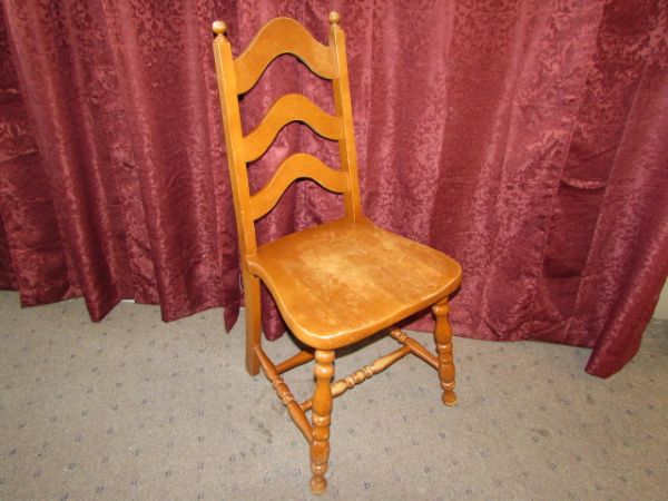 VINTAGE MAPLE LATE COLONIAL LADDER BACK CHAIR 