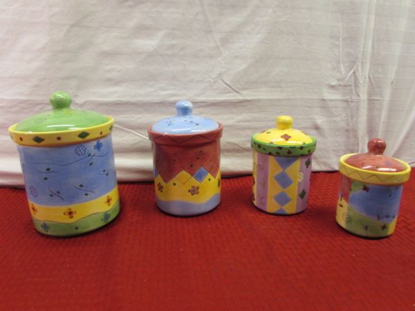 TWO ADORABLE MINI  TEA POT & MUG SETS & CANISTERS - NEVER USED!