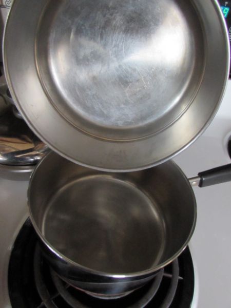 REVEREWARE COPPER BOTTOM DOUBLE BOILER & SAUCE PAN