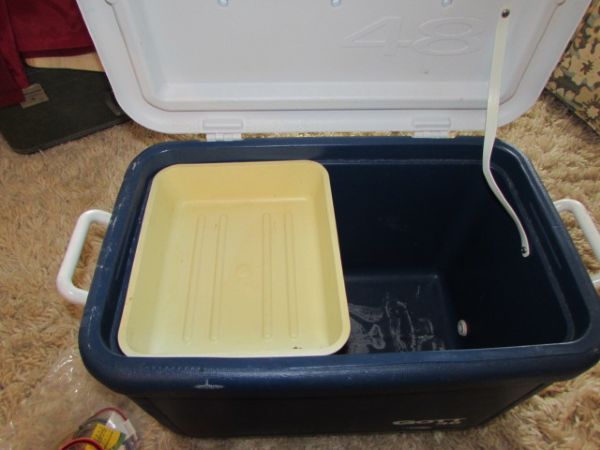 CAMPING SUPPLIES - GOTT ICE CHEST, PROPANE REFILLS & MORE 