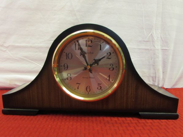 VINTAGE CLOCKS!  LINDEN QUARTZ CHIME MANTLE CLOCK & BABY BEN ALARM CLOCK 