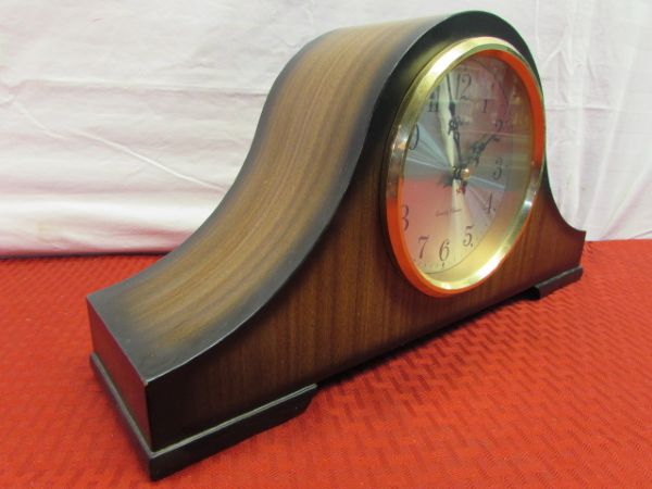 VINTAGE CLOCKS!  LINDEN QUARTZ CHIME MANTLE CLOCK & BABY BEN ALARM CLOCK 