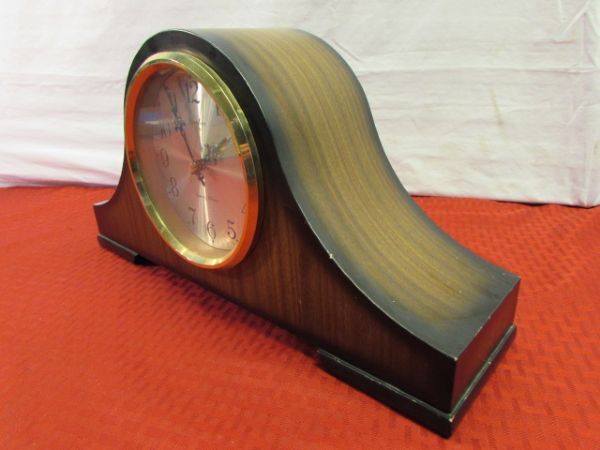 VINTAGE CLOCKS!  LINDEN QUARTZ CHIME MANTLE CLOCK & BABY BEN ALARM CLOCK 