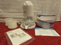 ELITE CUISINE ICE SHAVER & JUICER & WHISTLE VAC STORAGE CONTAINERS - NEW