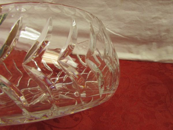 ELEGANT VIOLETTA HAND CUT CRYSTAL BOWL, PUNCH/SALAD BOWL WITH CUPS & MORE
