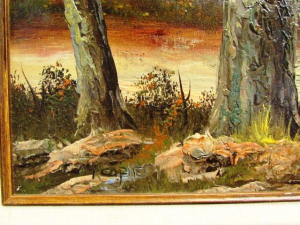 FRAMED ORIGINAL SIGNED OIL PAINTING BY I. CAFIERI -  SECLUDED INLET