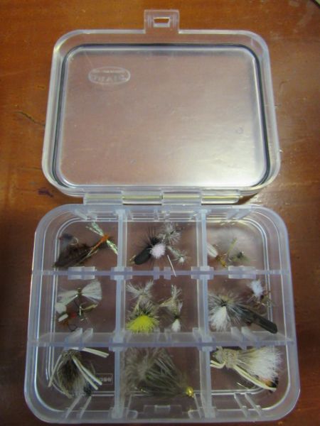 20 HAND TIED FLIES AND FLY BOX.