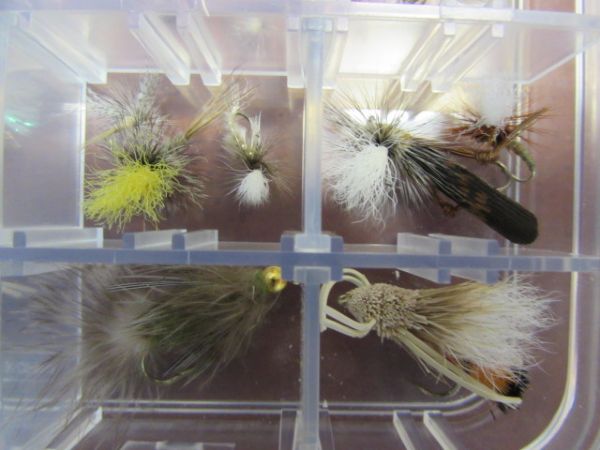 20 HAND TIED FLIES AND FLY BOX.