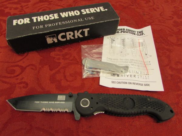 CRKT FOLDING TANTO KNIFE WITH 4 POSITION CLIP - NICE!