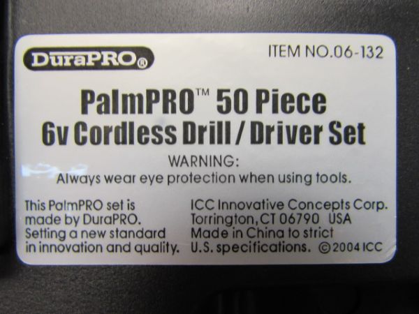 NEVER USED DUROPRO 6 VOLT 50 PIECE  CORDLESS DRILL  SET