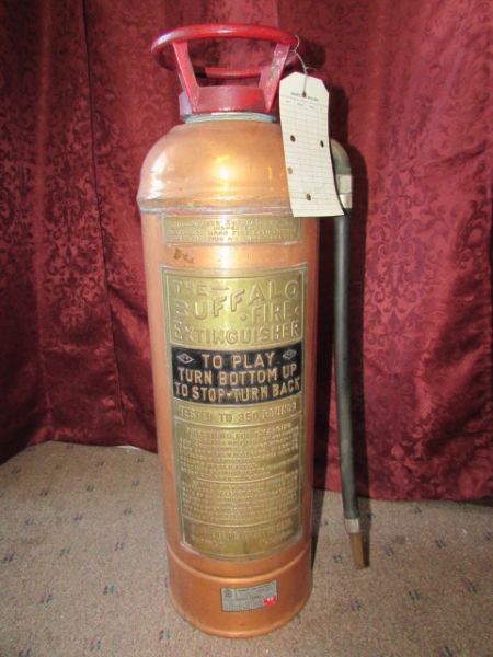 VINTAGE COPPER THE BUFFALO FIRE EXTINGUISHER