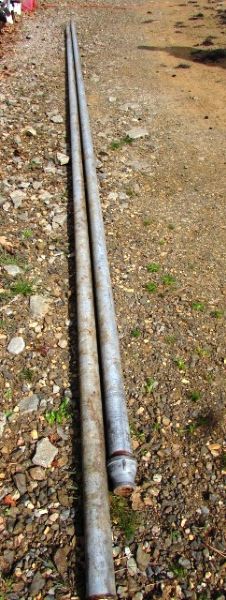 TWO TWENTY FOOT LONG GALVANIZED PIPES