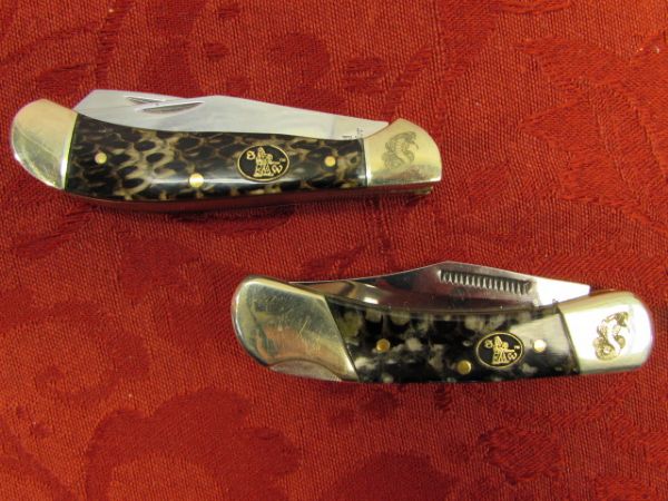 TWO STEEL WARRIOR POCKET KNIVES - COBRA SKIN &  