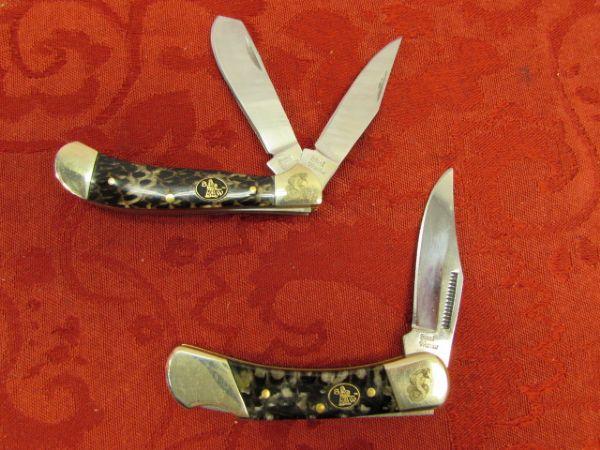 TWO STEEL WARRIOR POCKET KNIVES - COBRA SKIN &  